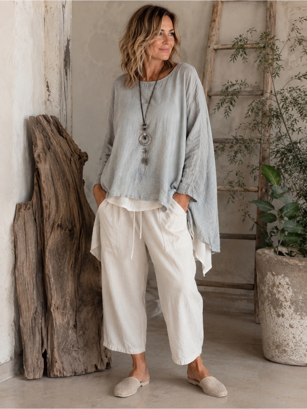 Eddie Bauer Legend Wash Linen Blend Drawstring Crop Pants Beige Size Large